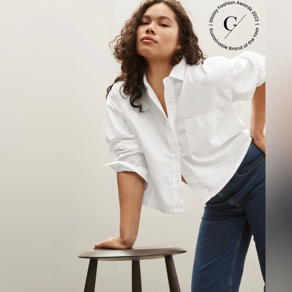NWT Everlane The Silky Cotton Way-Short Shirt in White Size S